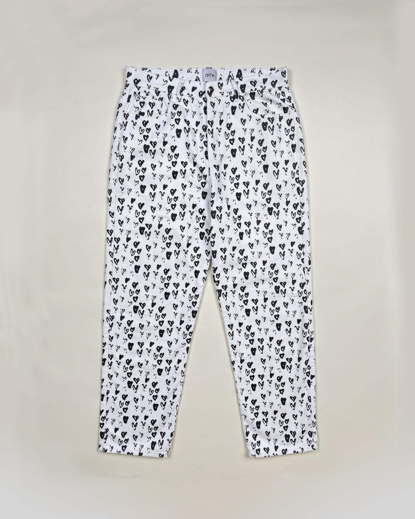 PANTALON EN VELOURS "COEURS" - BLANC - Taille L - ARTE ANTWERP