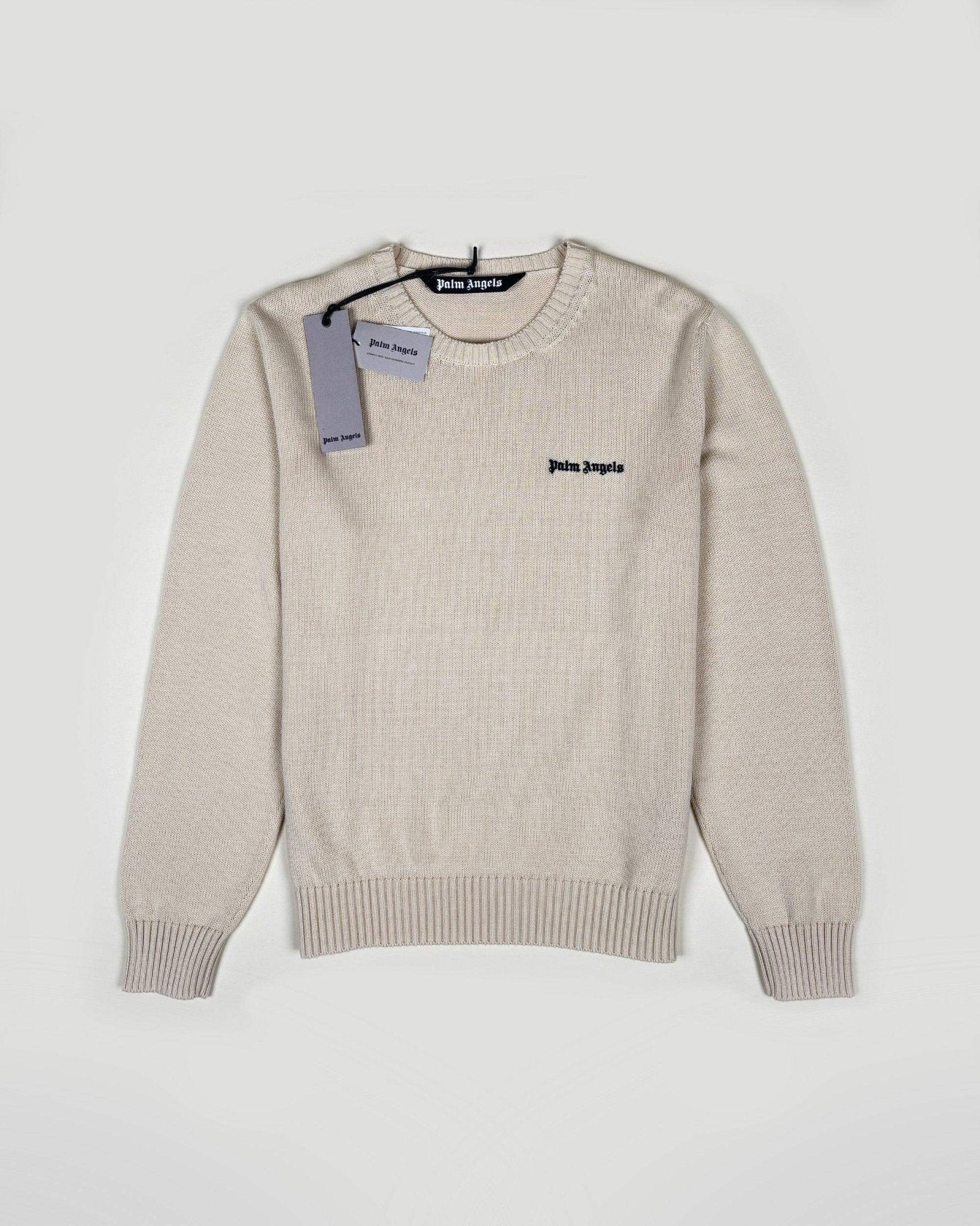 PULL EN MAILLE LOGO SIMPLE - BEIGE - Taille M - PALM ANGELS