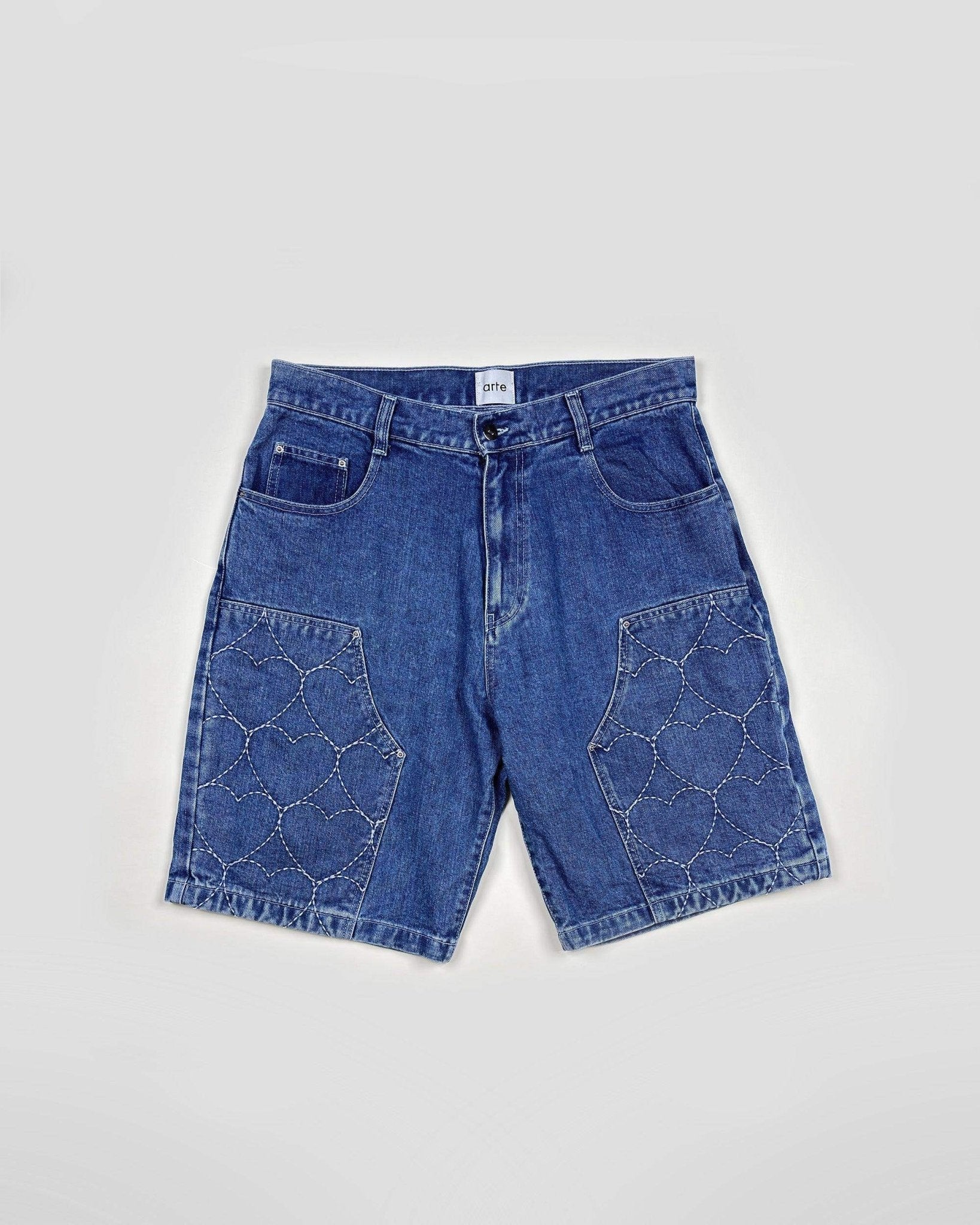 SHORT EN JEAN à MOTIF COEUR - BLEU - Taille M - ARTE ANTWERP